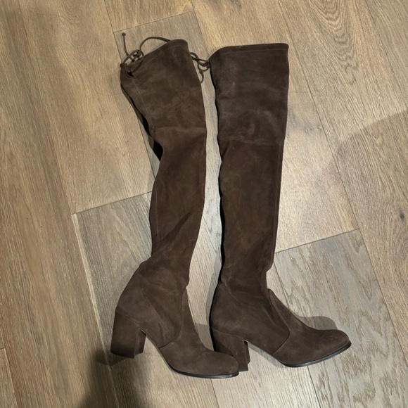 Stuart Weitzman Tieland Over the Knee Suede Boots in Walnut Size 8.5 - Picture 2 of 5